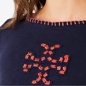 Tory Burch Jada 3/4 sleeve T-Shirt in Navy Sea